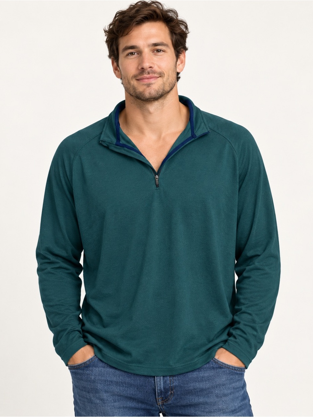 Rhone Mens Quarter Zip Pullover Teal Long Sleeve XXL
